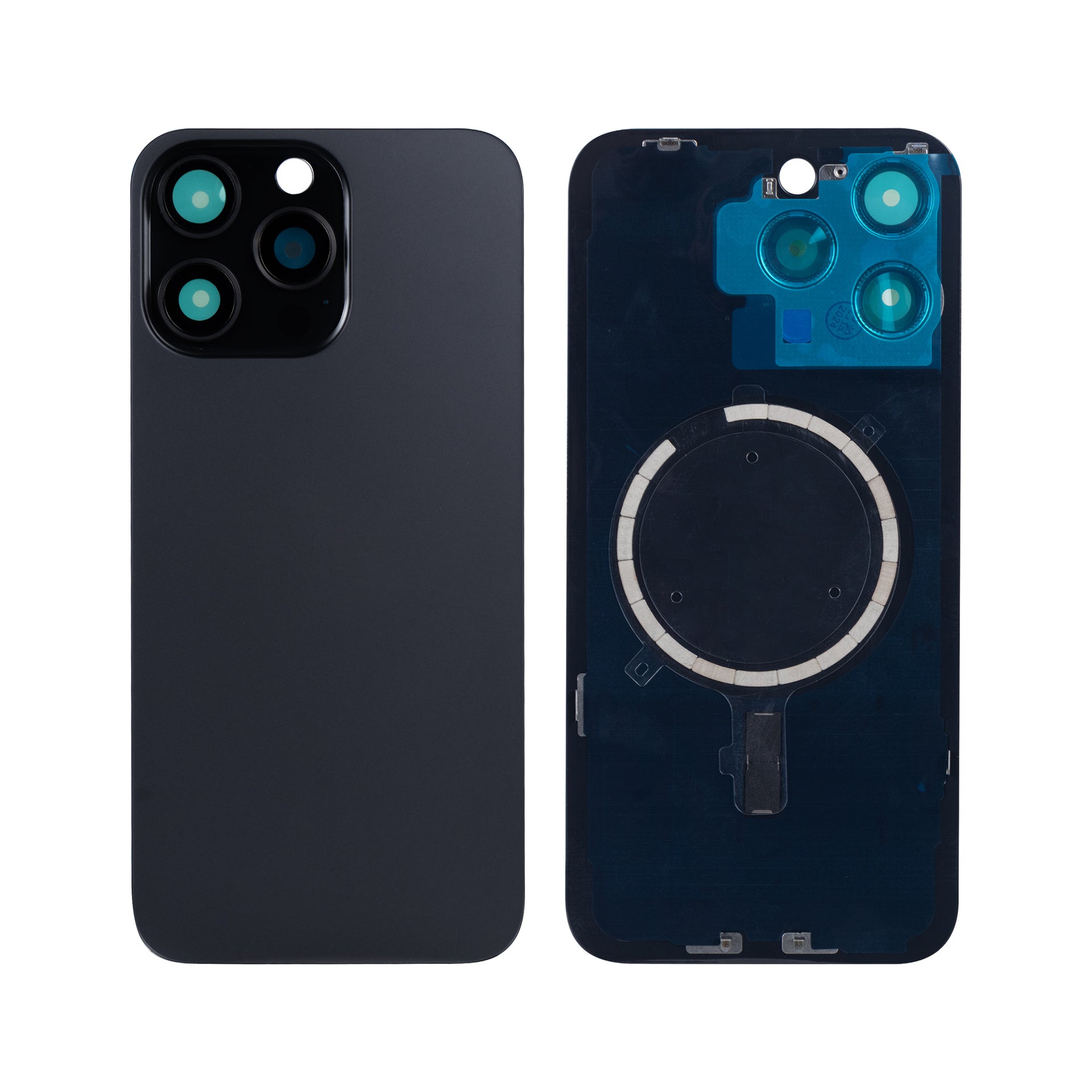 For Apple iPhone 15 Pro Max Back Glass Without NFC, Enlarged Camera Frame Black Titanium Compatible