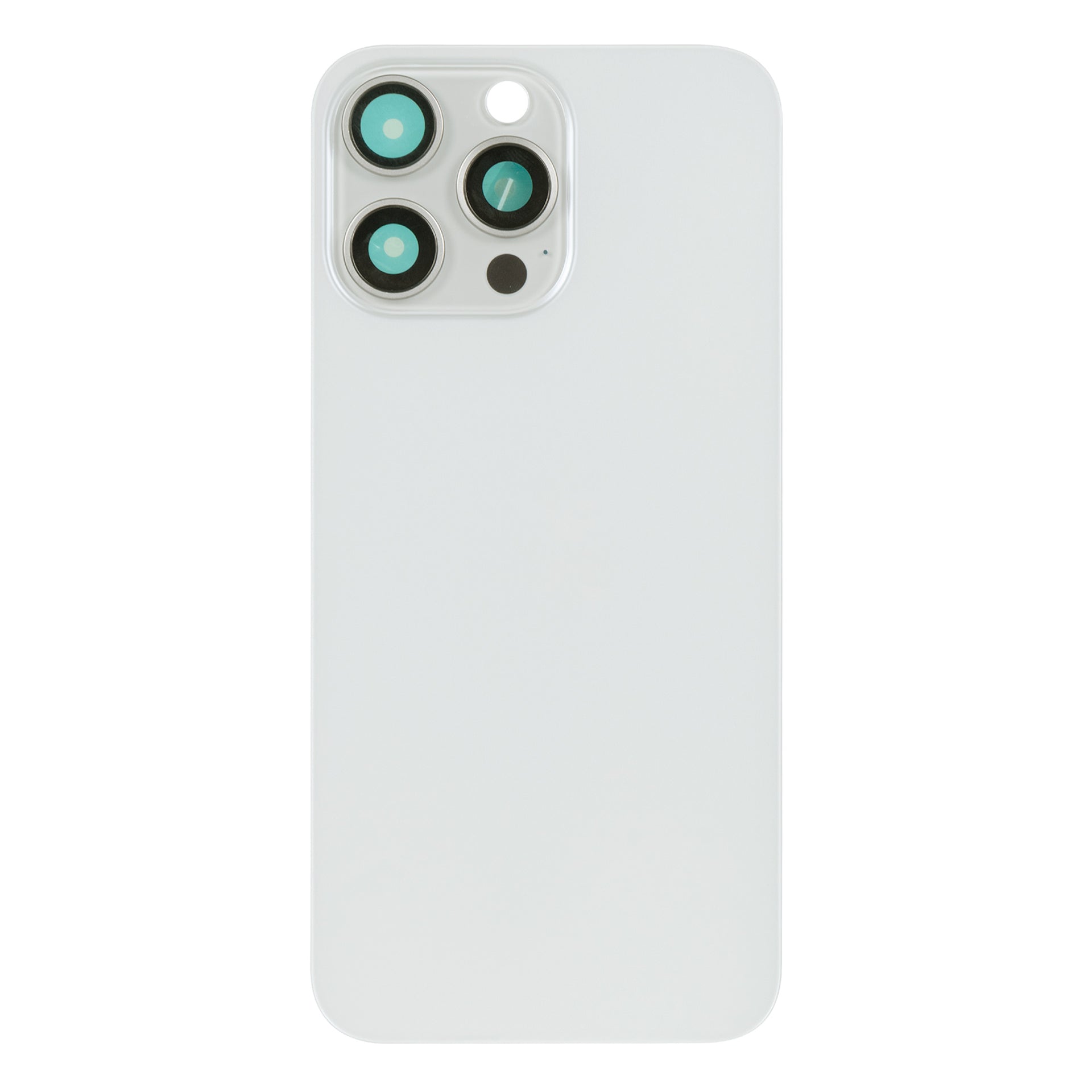 For Apple iPhone 15 Pro Max Back Glass Without NFC, Enlarged Camera Frame White Titanium Compatible