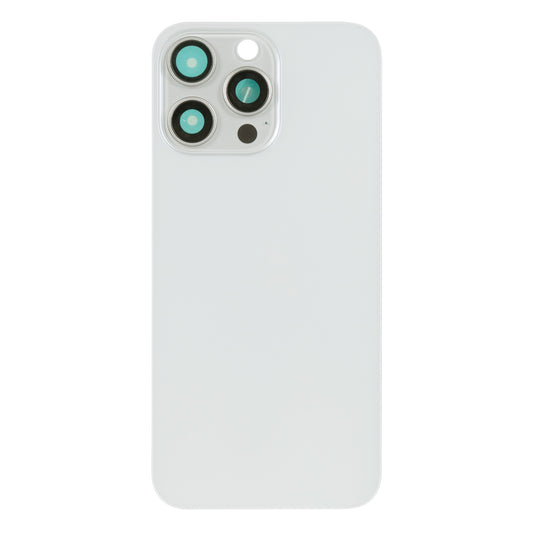 For Apple iPhone 15 Pro Max Back Glass Without NFC, Enlarged Camera Frame White Titanium Compatible