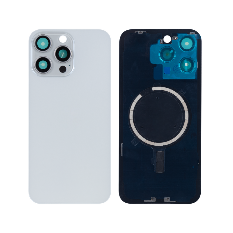 For iPhone 15 Pro Max Extra Glass With Enlarged Camera Frame White Titanium Compatible