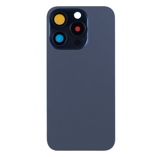 For Apple iPhone 15 Pro Max Back Glass Without NFC, Enlarged Camera Frame Blue Titanium Compatible