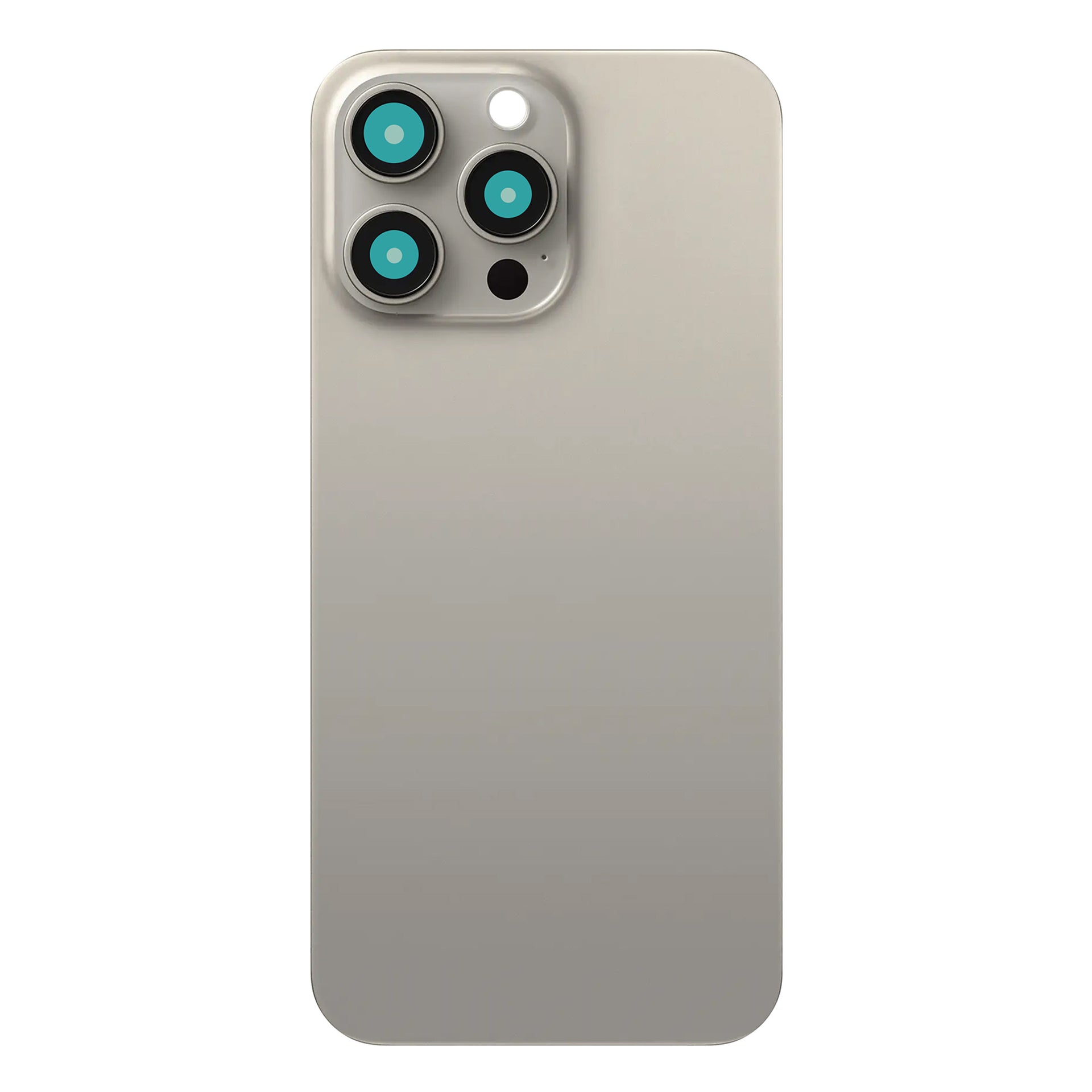 For Apple iPhone 15 Pro Back Glass Without NFC, Enlarged Camera Frame Natural Titanium Compatible