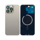 For Apple iPhone 15 Pro Max Back Glass Without NFC, Enlarged Camera Frame Natural Titanium Compatible