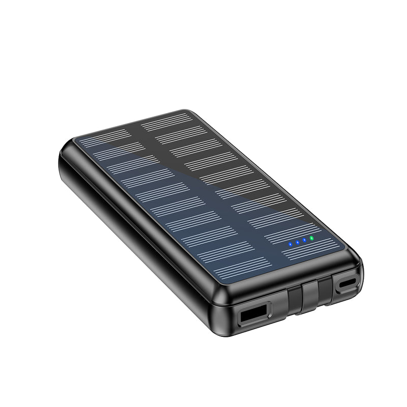 Rixus RXPB47 Solar Powerbank 20.000 mAh With Built-in Cables Black