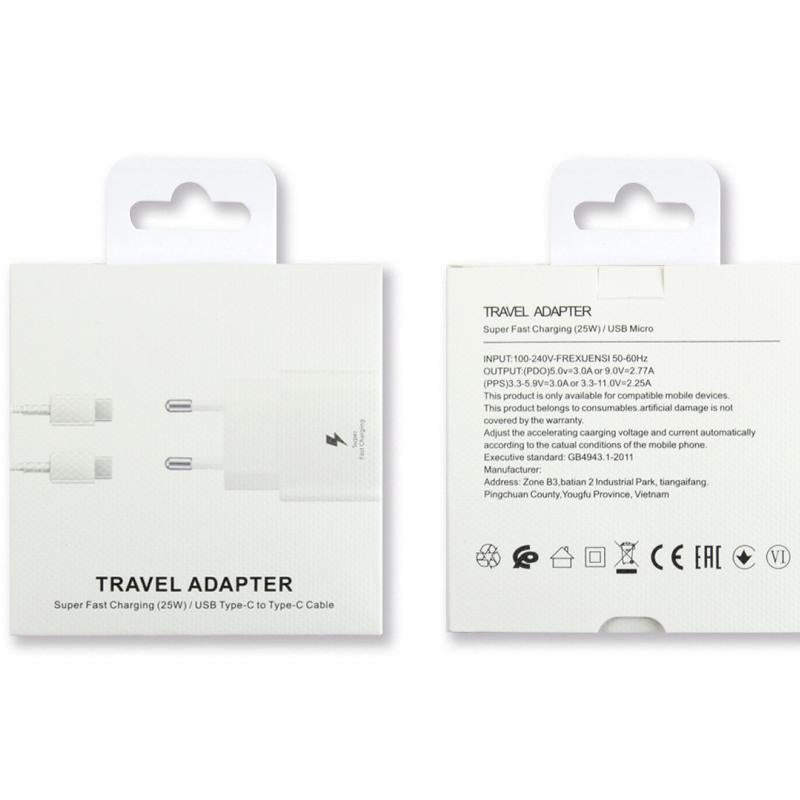 Fast Charge Travel Adaptor 25W Incl. USB-C Cable 100cm White Retail Box
