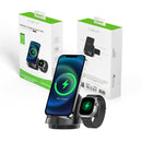 Rixus RXWC57 3 in 1 Wireless Fast Charger Stand Black