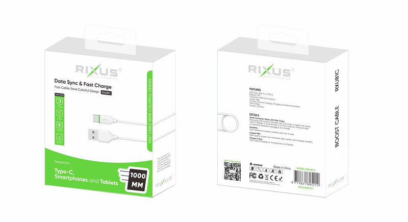 Rixus RXU81C USB Cable Fast Cable Serie For Type C 100CM