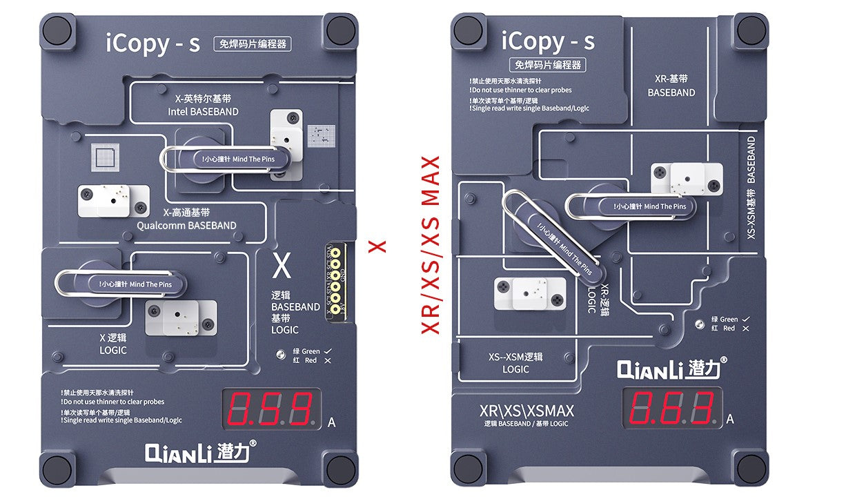 QIANLI iCopy-s 4 in 1 Double-sided Chip Test Stand For Apple iPhone X, XR, XS, XS Max