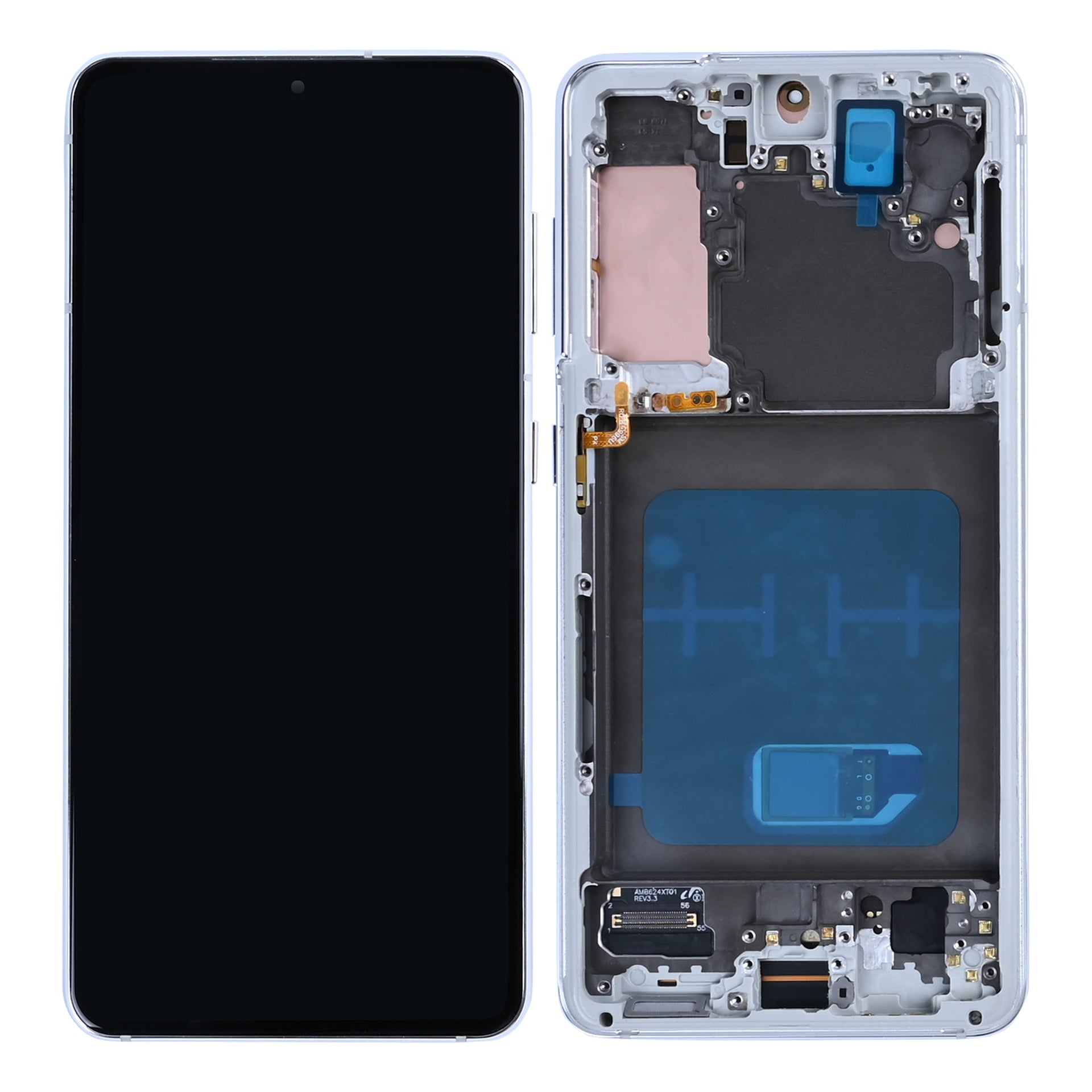 Samsung Galaxy S21 G991B Display And Digitizer With Frame Phantom White Soft-OLED
