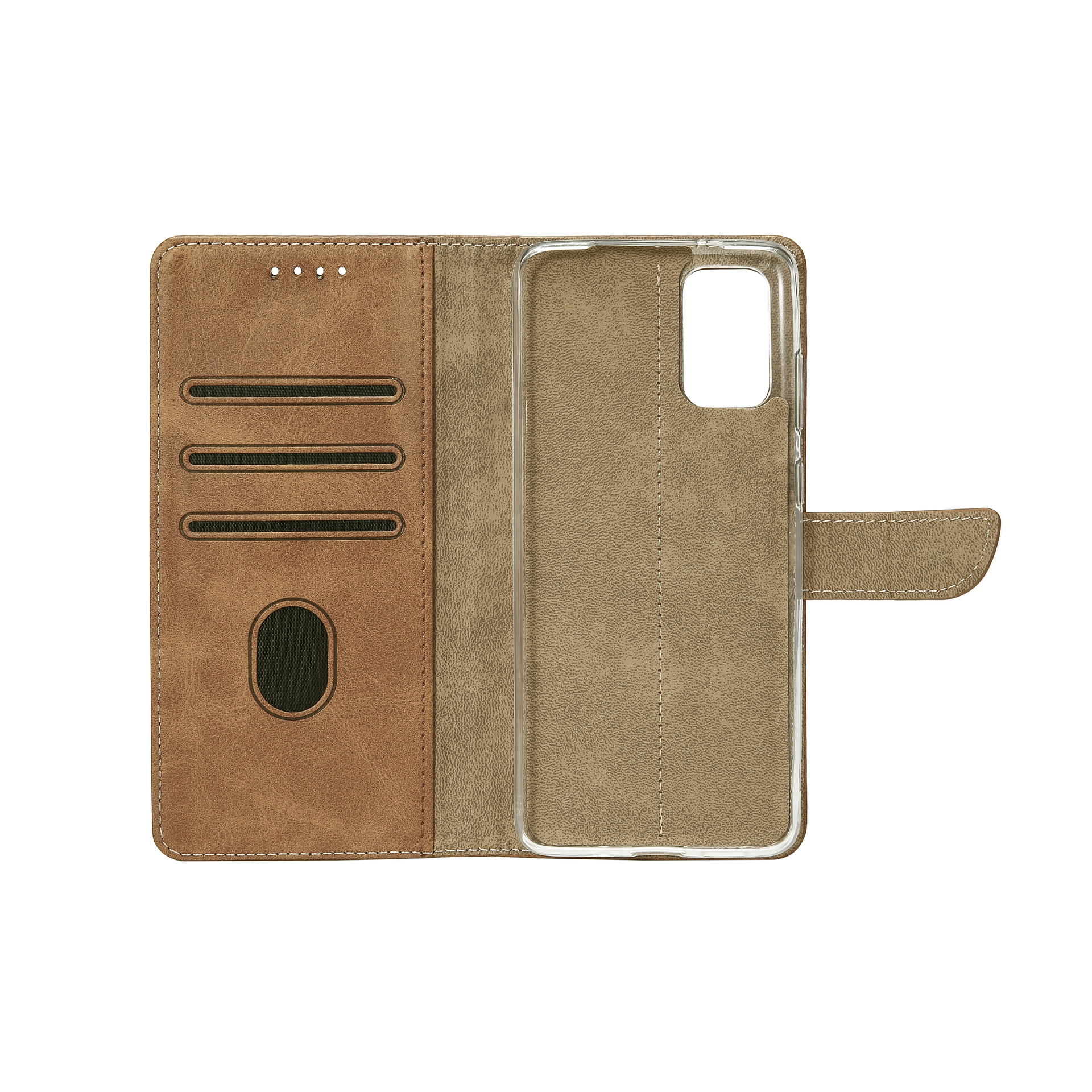 Rixus Bookcase For Samsung Galaxy A71 4G Light Brown