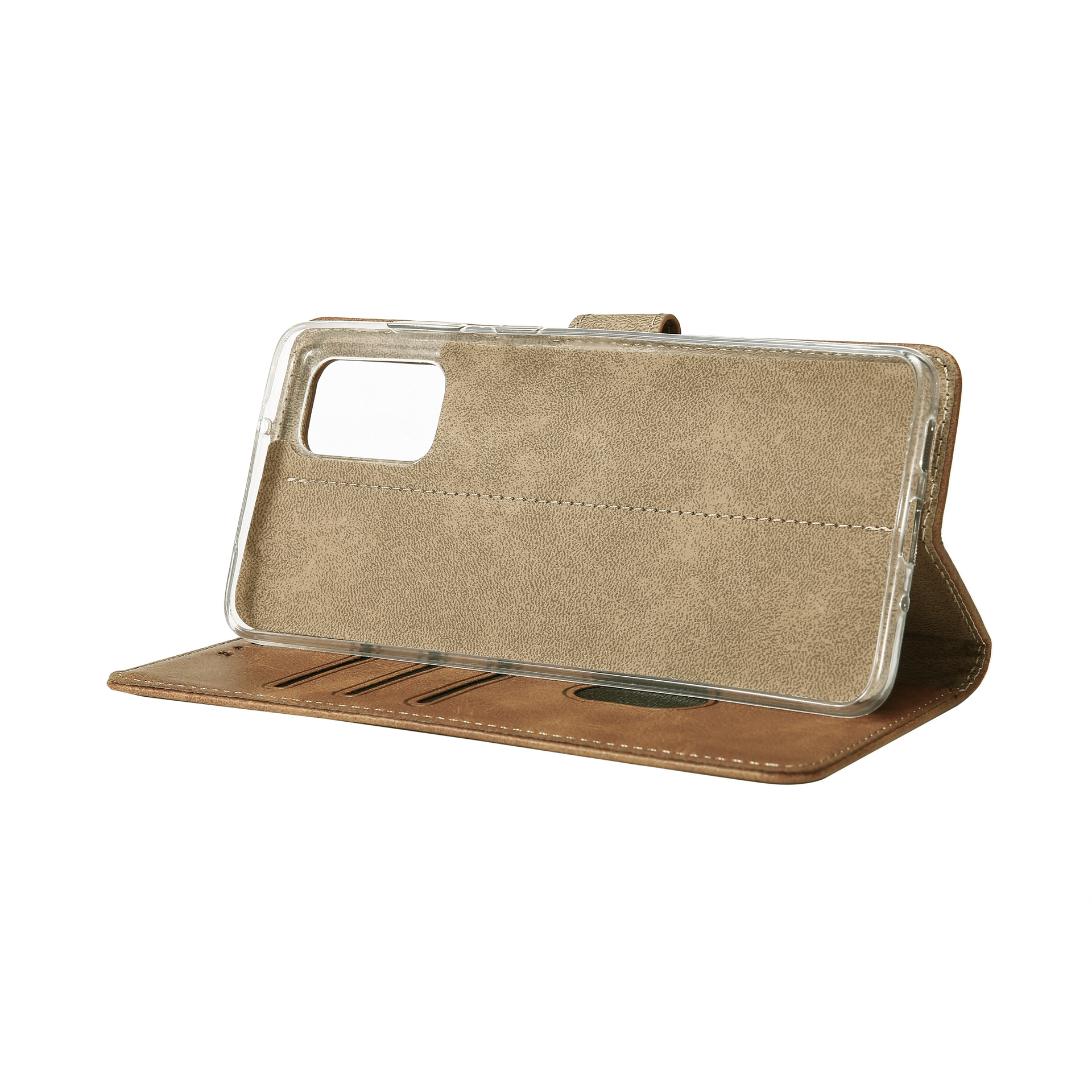 Rixus Bookcase For Samsung Galaxy A71 4G Light Brown