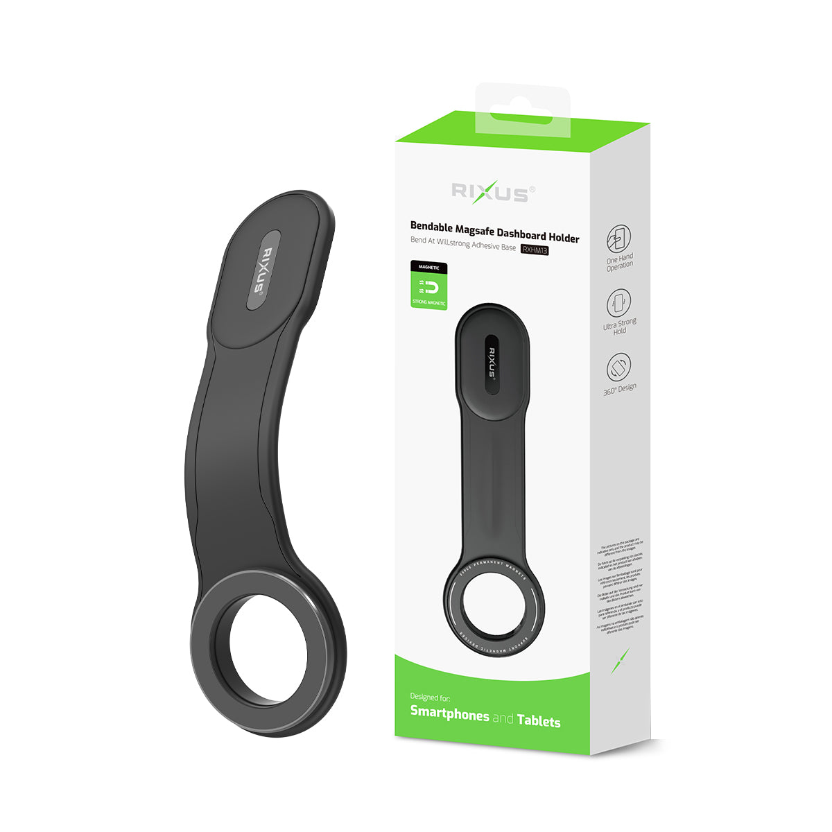 Rixus RXHM13 Bendable MagSafe Compatible Dashboard Holder
