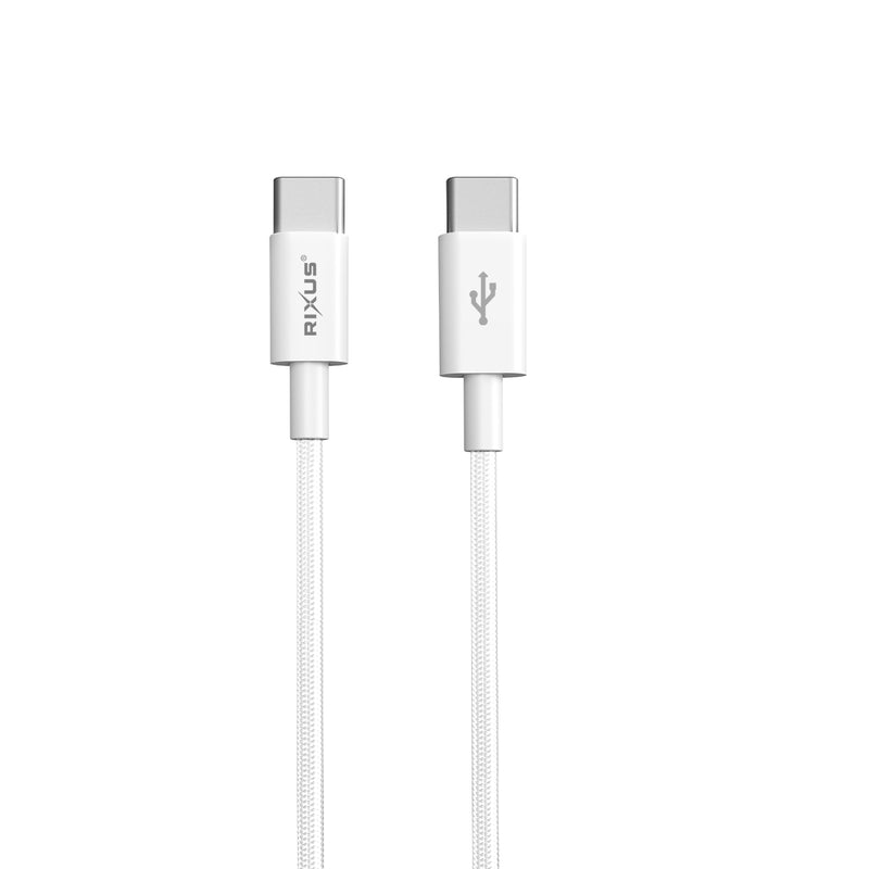 Rixus RXUC15C USB-C to USB-C Nylon Braided Cable 1M White