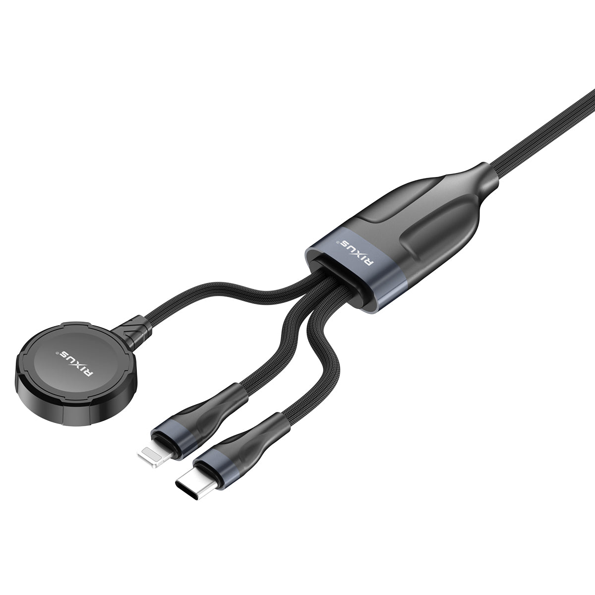 Rixus RXUC31 3 in 1 Watch And Phone Charger Cable 1.2m Black