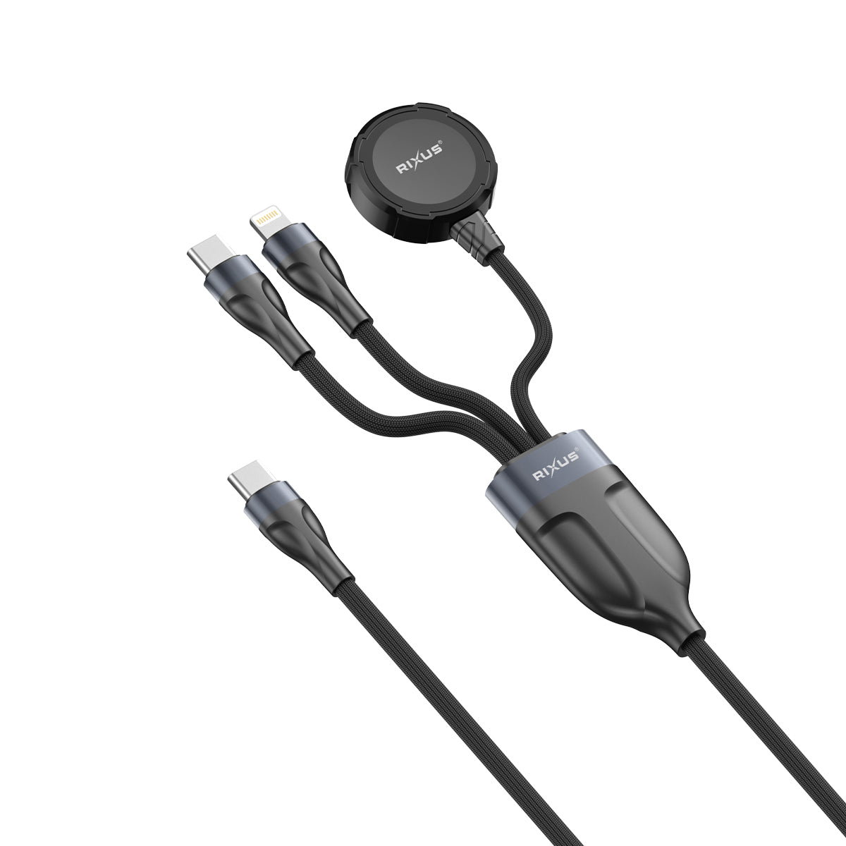Rixus RXUC31 3 in 1 Watch And Phone Charger Cable 1.2m Black
