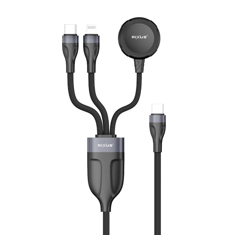 Rixus RXUC31 3 in 1 Watch & Phone Charger Cable1.2M Black