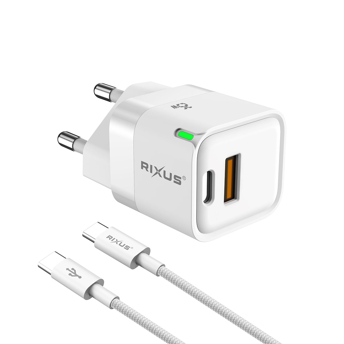 Rixus RXHC11 25W Wall Charger Kit With USB -C to USB-C Cable