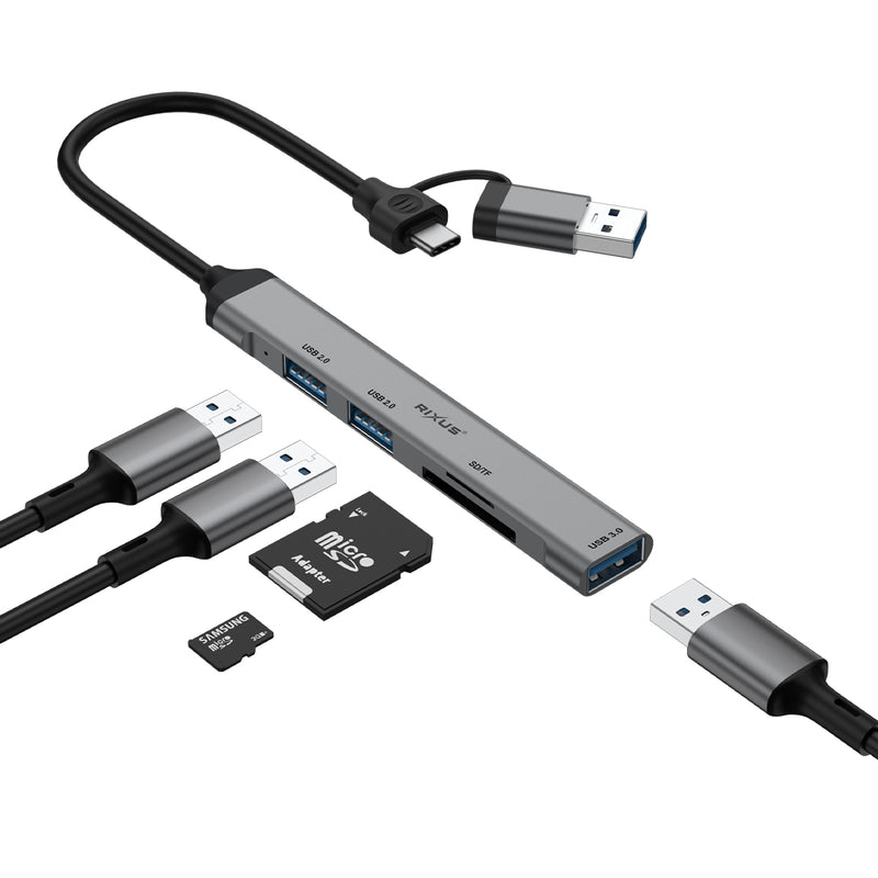 Rixus RXHU05 USB Type C 2-1 Hub Multiport Adapter
