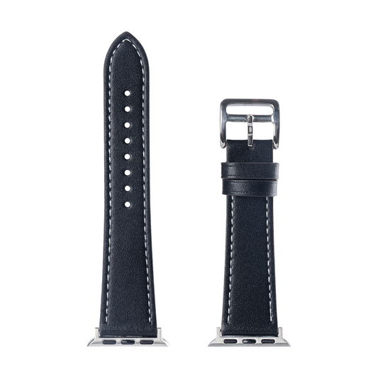 Double Layer Leather Band For Apple Watch 38mm, 40mm, 41mm Black