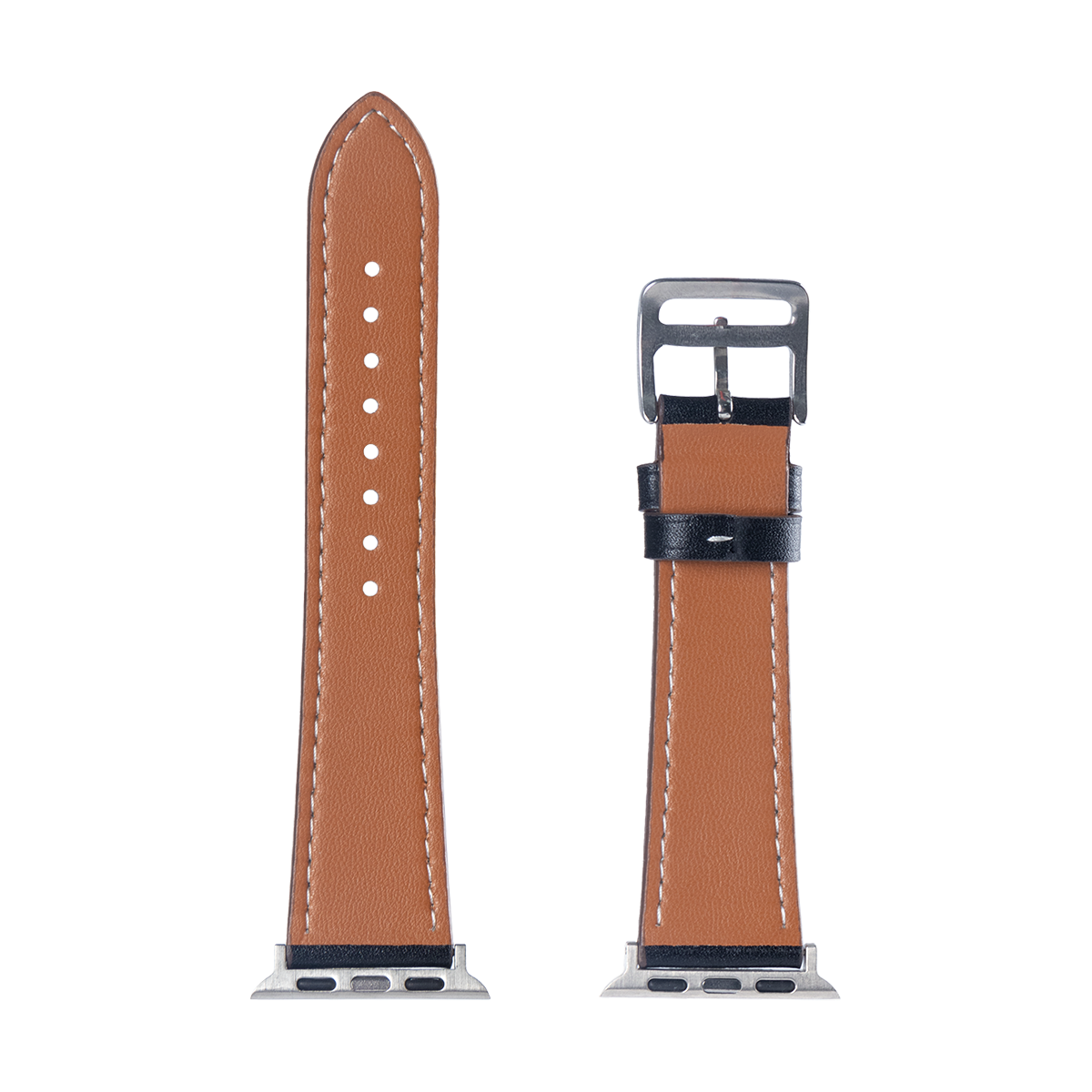 Double Layer Leather Band For Apple Watch 38mm, 40mm, 41mm Black