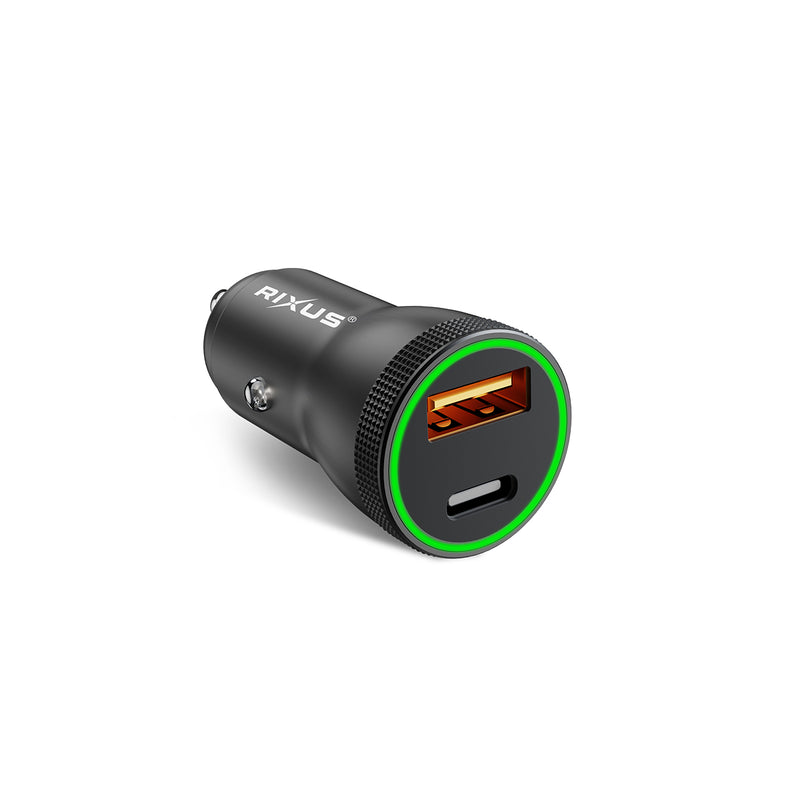 Rixus RXCC11 USB-C PD+QC Car Charger 20W Black