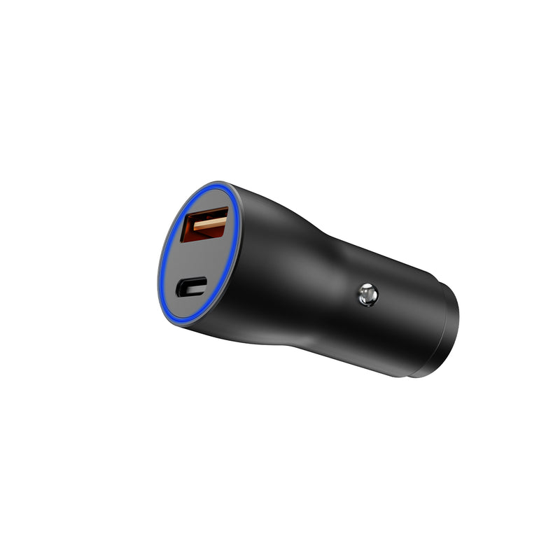 Rixus RXCC12 USB-C PD 20W + QC3.0 Car Charger 18W Black