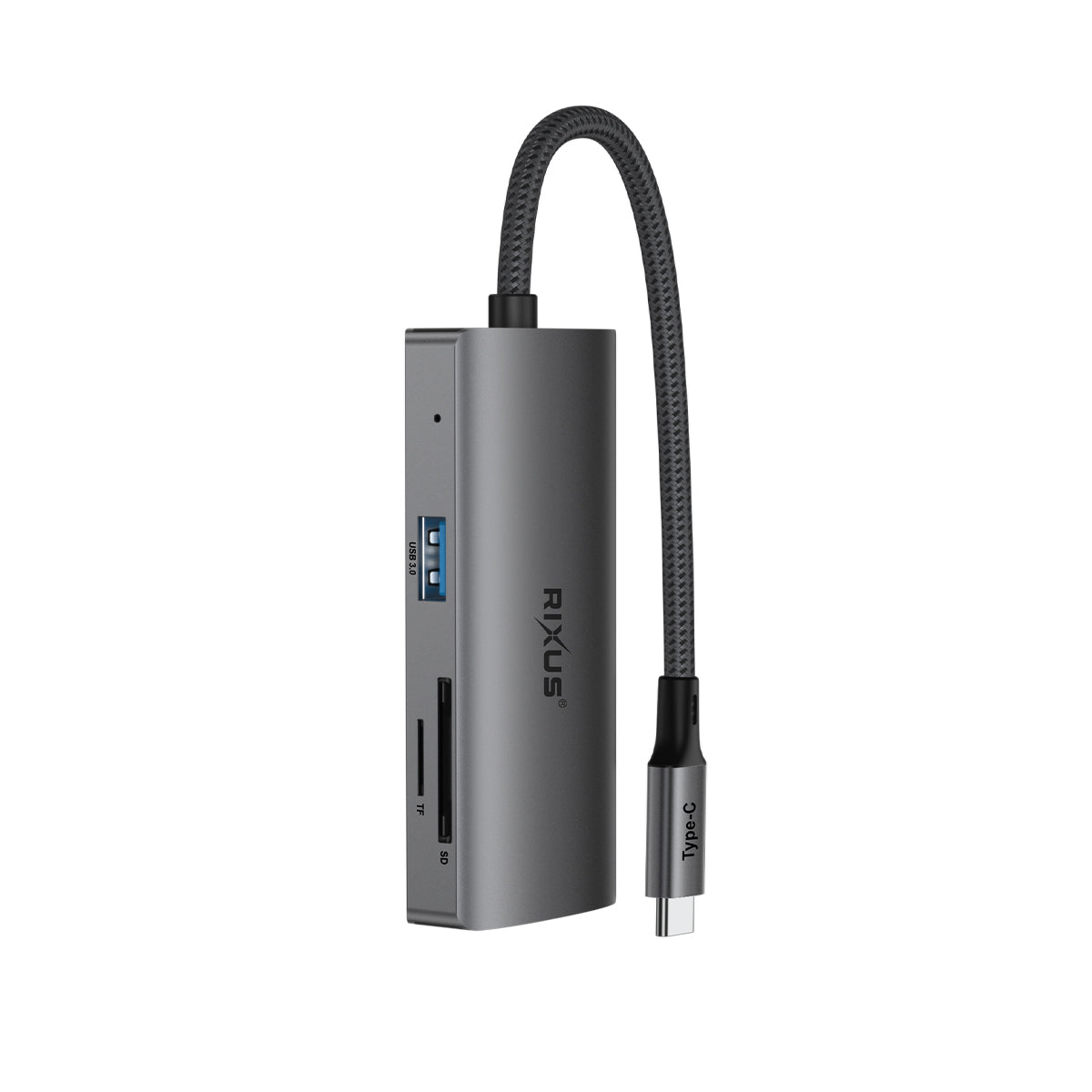 Rixus RXHU08 USB USB-C To Ethernet Adaptor With Docking Station Grey