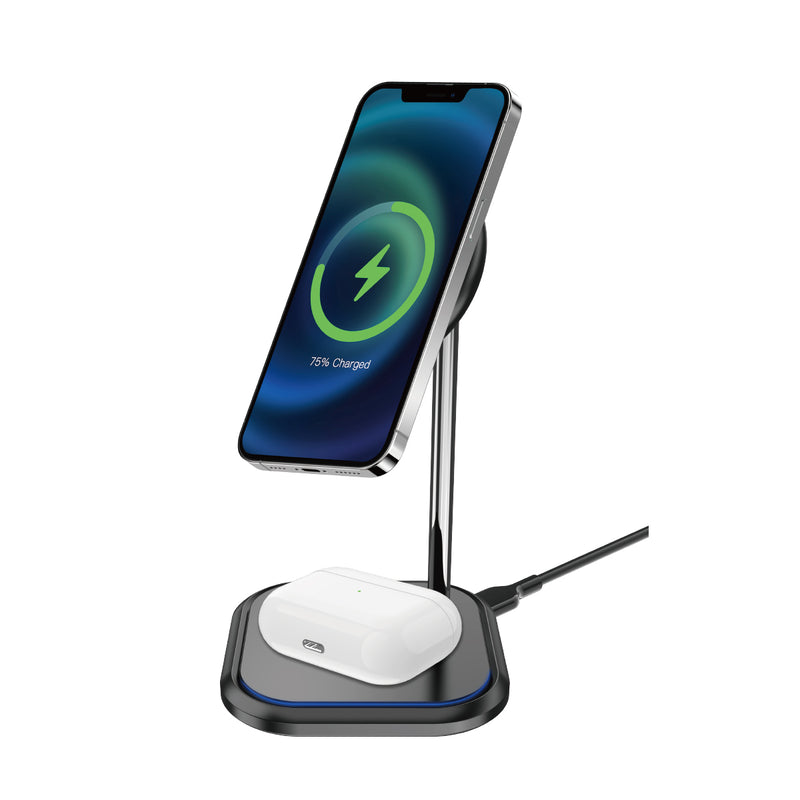 Rixus RXWC55 Wireless Magnetic Charging Stand 15W Black