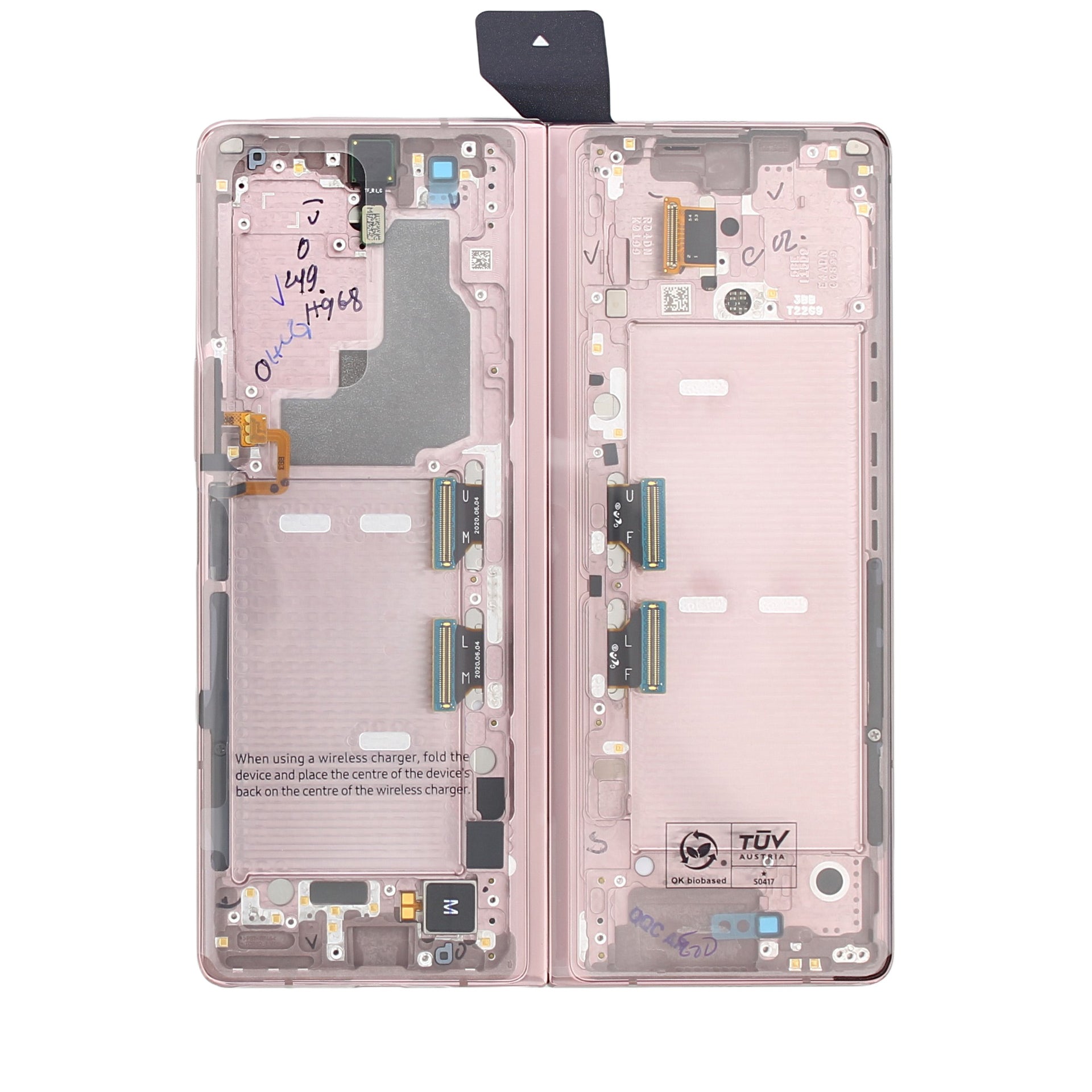 Samsung Galaxy Z Fold2 5G F916B Main Display And Digitizer With Frame Mystic Bronze With Bronze Hinge Service Pack