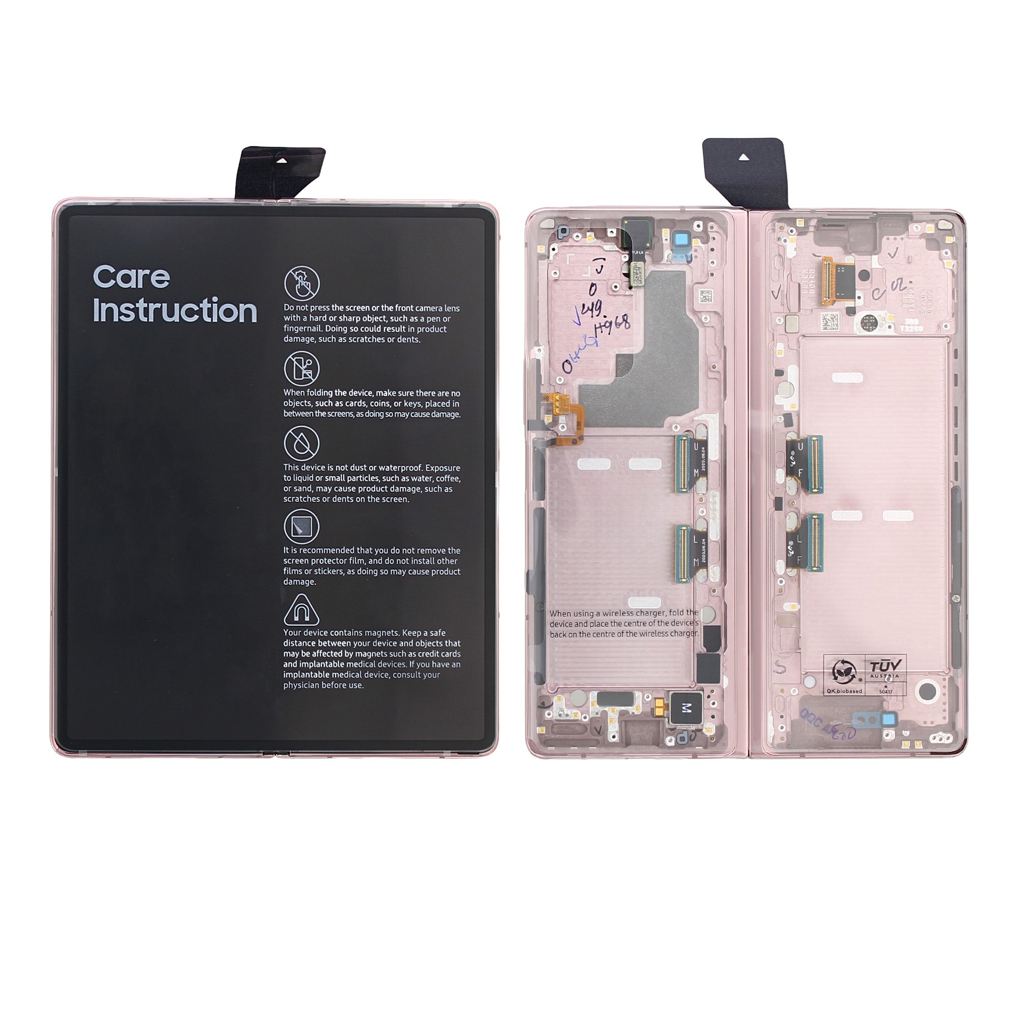 Samsung Galaxy Z Fold2 5G F916B Main Display And Digitizer With Frame Mystic Bronze With Bronze Hinge Service Pack