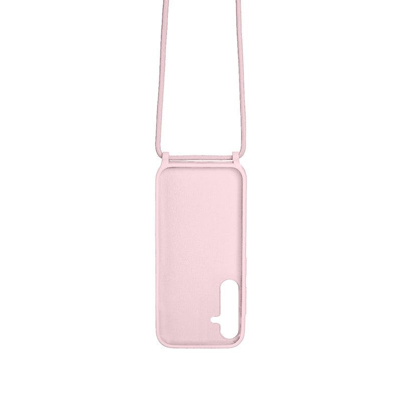 Rixus For Samsung Galaxy S24 Plus 5G S926B TPU Necklace Cord Cover Pink