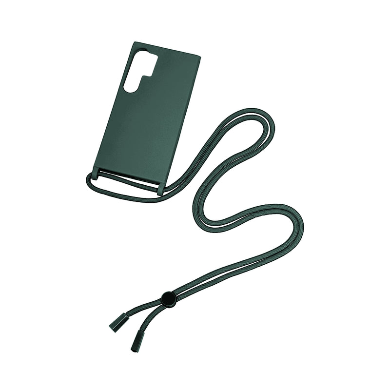 Rixus TPU Necklace Cord Cover For Samsung Galaxy S24 Ultra Dark Green