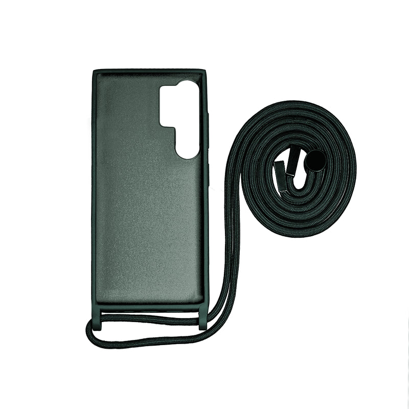 Rixus TPU Necklace Cord Cover For Samsung Galaxy S24 Ultra Dark Green