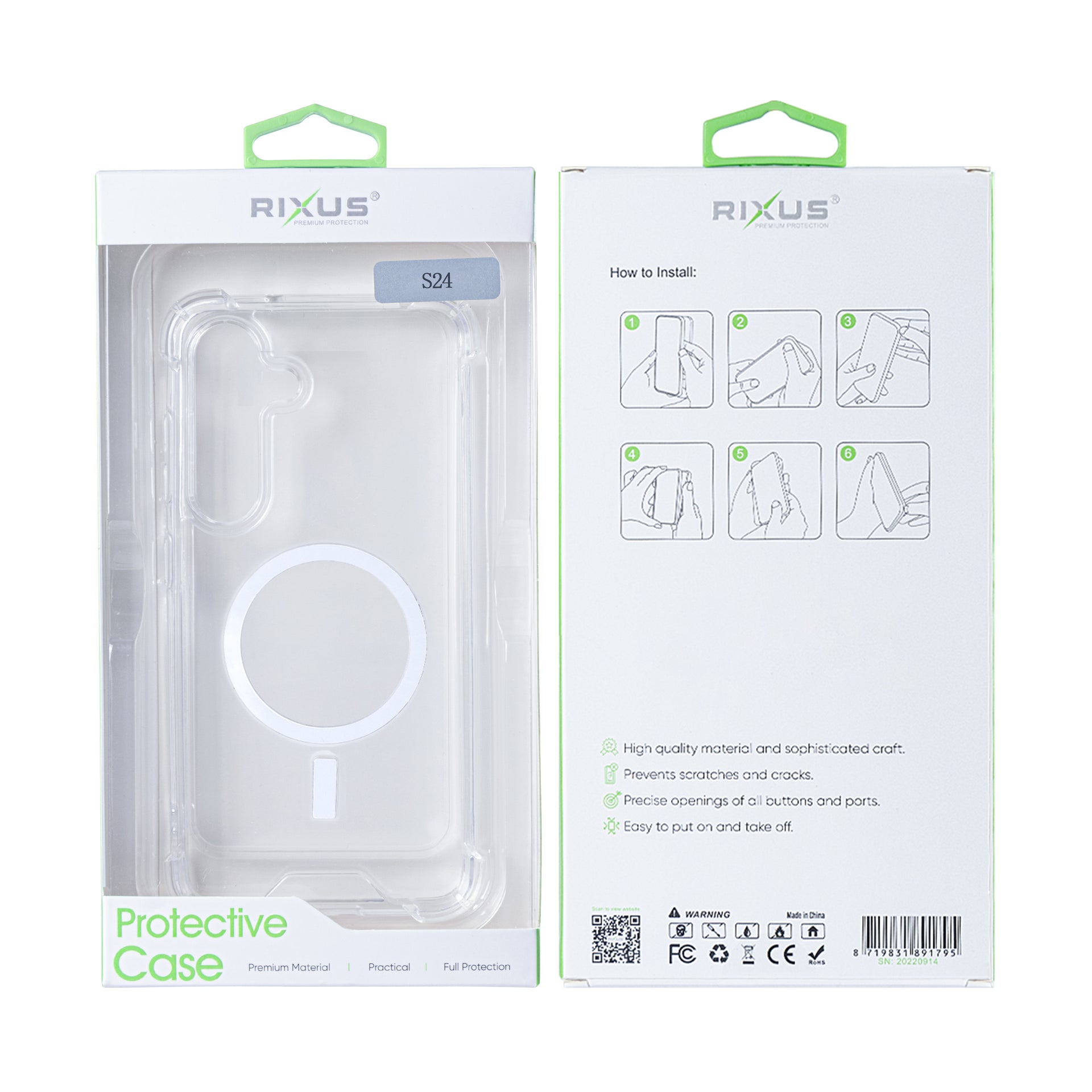 Rixus Anti-Burst Case With MagSafe Compatible For Samsung Galaxy S24, S25 Transparent