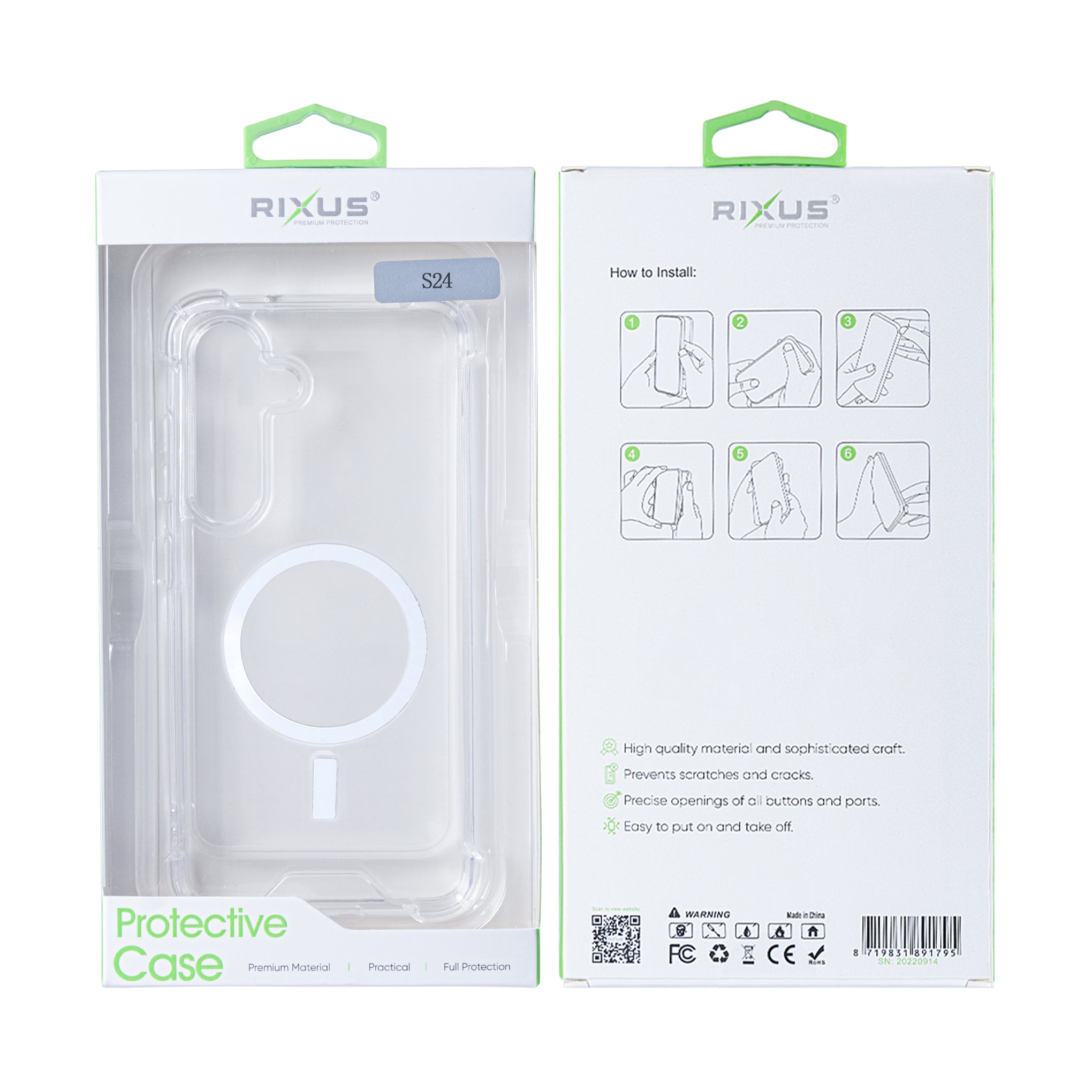 Rixus Anti-Burst Case With MagSafe Compatible For Samsung Galaxy S24, S25 Transparent