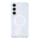 Rixus Anti-Burst Case With MagSafe Compatible For Samsung Galaxy S24 Plus, S25 Plus Transparent