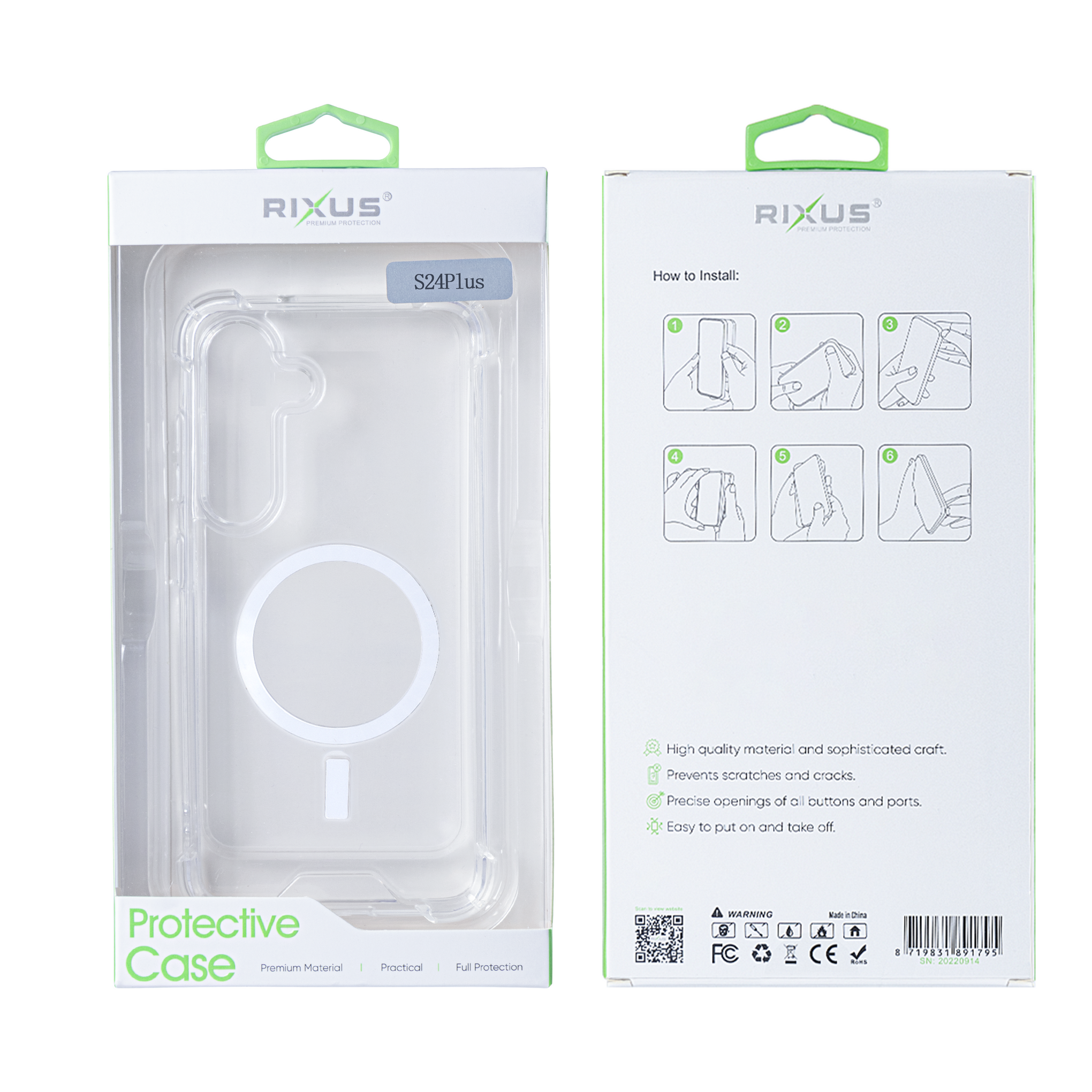 Rixus Anti-Burst Case With MagSafe Compatible For Samsung Galaxy S24 Plus, S25 Plus Transparent