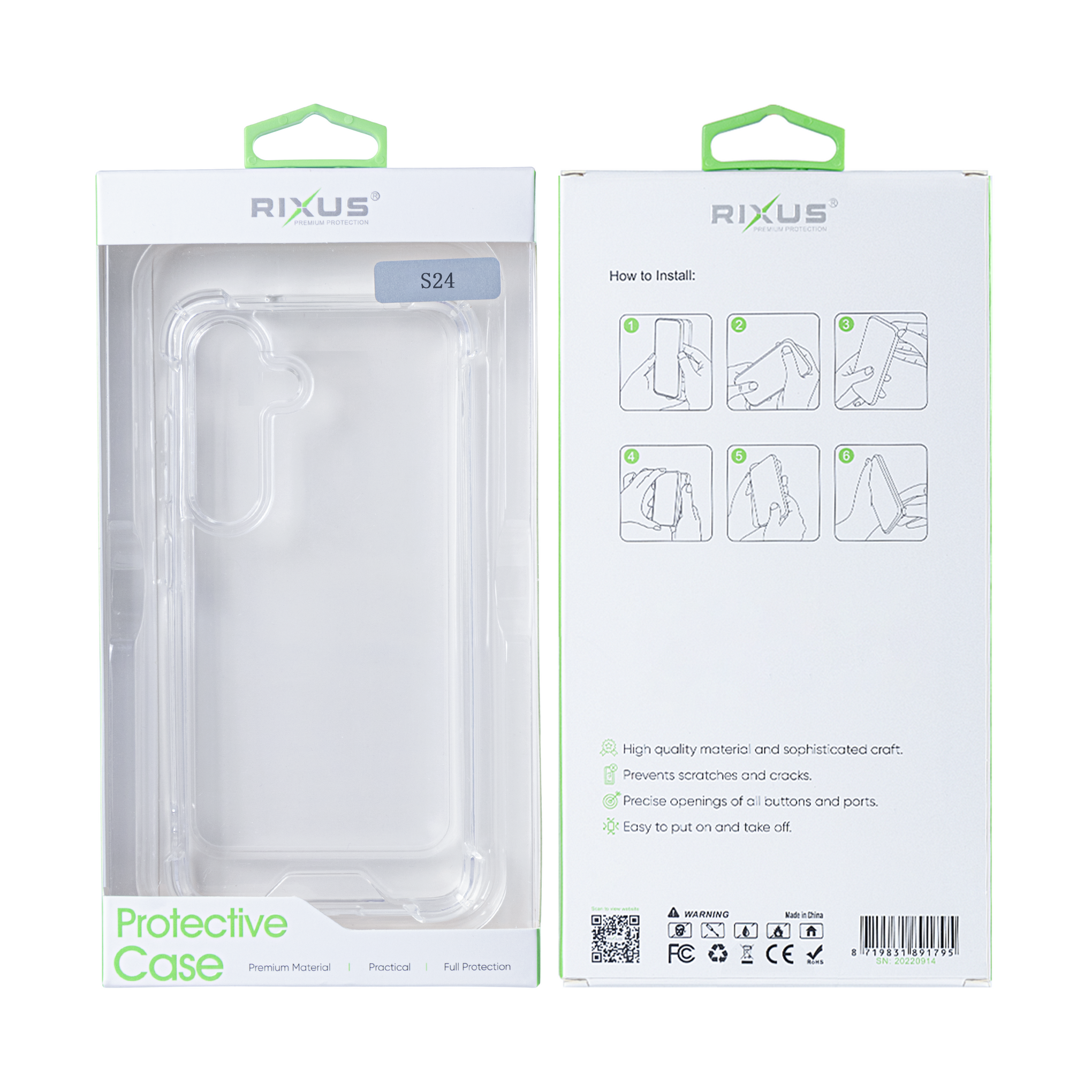 Rixus Anti-Burst Case For Samsung Galaxy S24, S25 Transparent