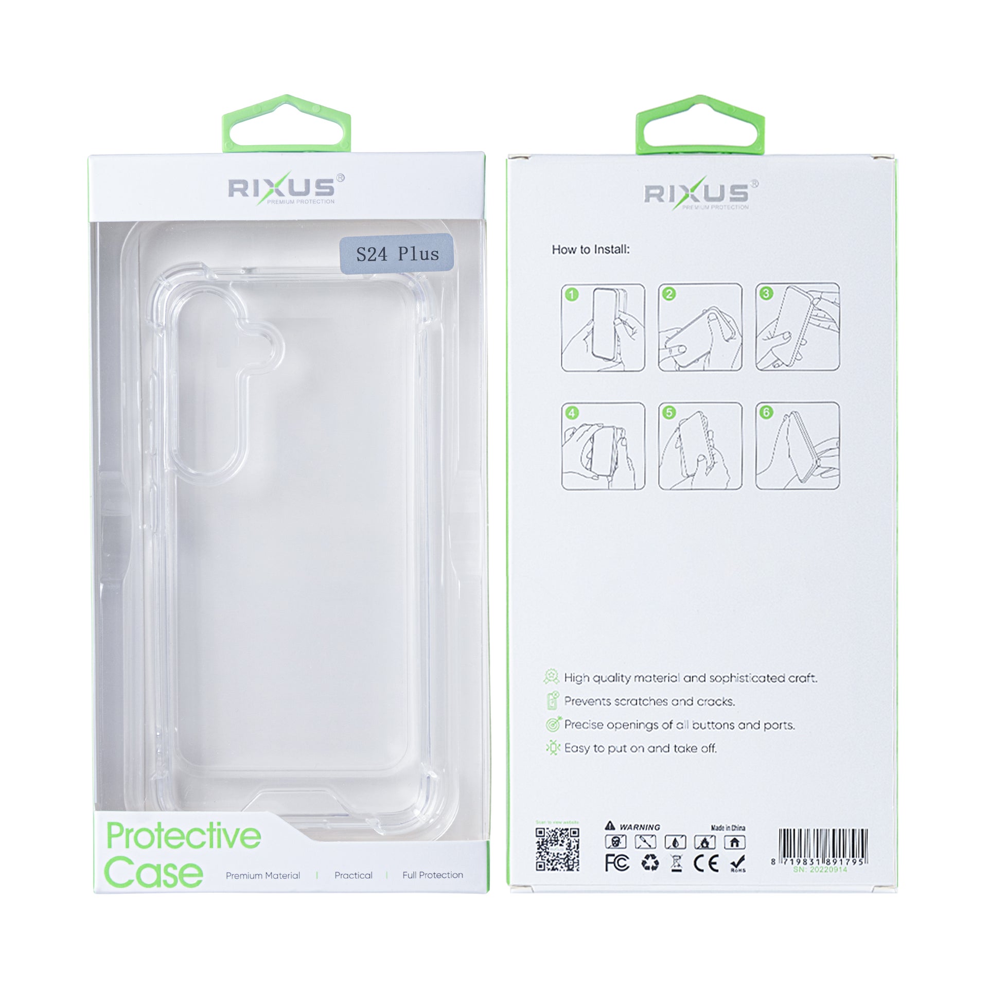 Rixus Anti-Burst Case For Samsung Galaxy S24 Plus, S25 Plus Transparent