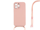 Rixus For iPhone 12 Pro TPU Necklace Cord Cover Pink