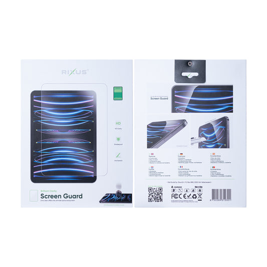 Rixus Screen Guard For Apple iPad Pro 11 inch (2020,2018,2021), Air 4 10.9 inch (2020), Air 5 10.9 inch (2022) Clear