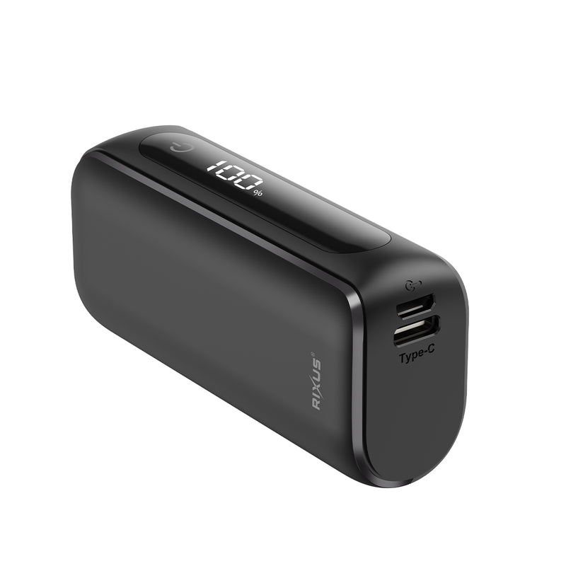 Rixus RXPB23 Compact Powerbank Digital Display 5.000mAh Black