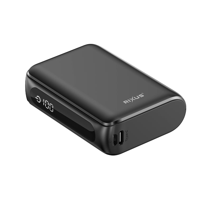 Rixus RXPB24 Compact Powerbank Digital Display 10000mAh Black