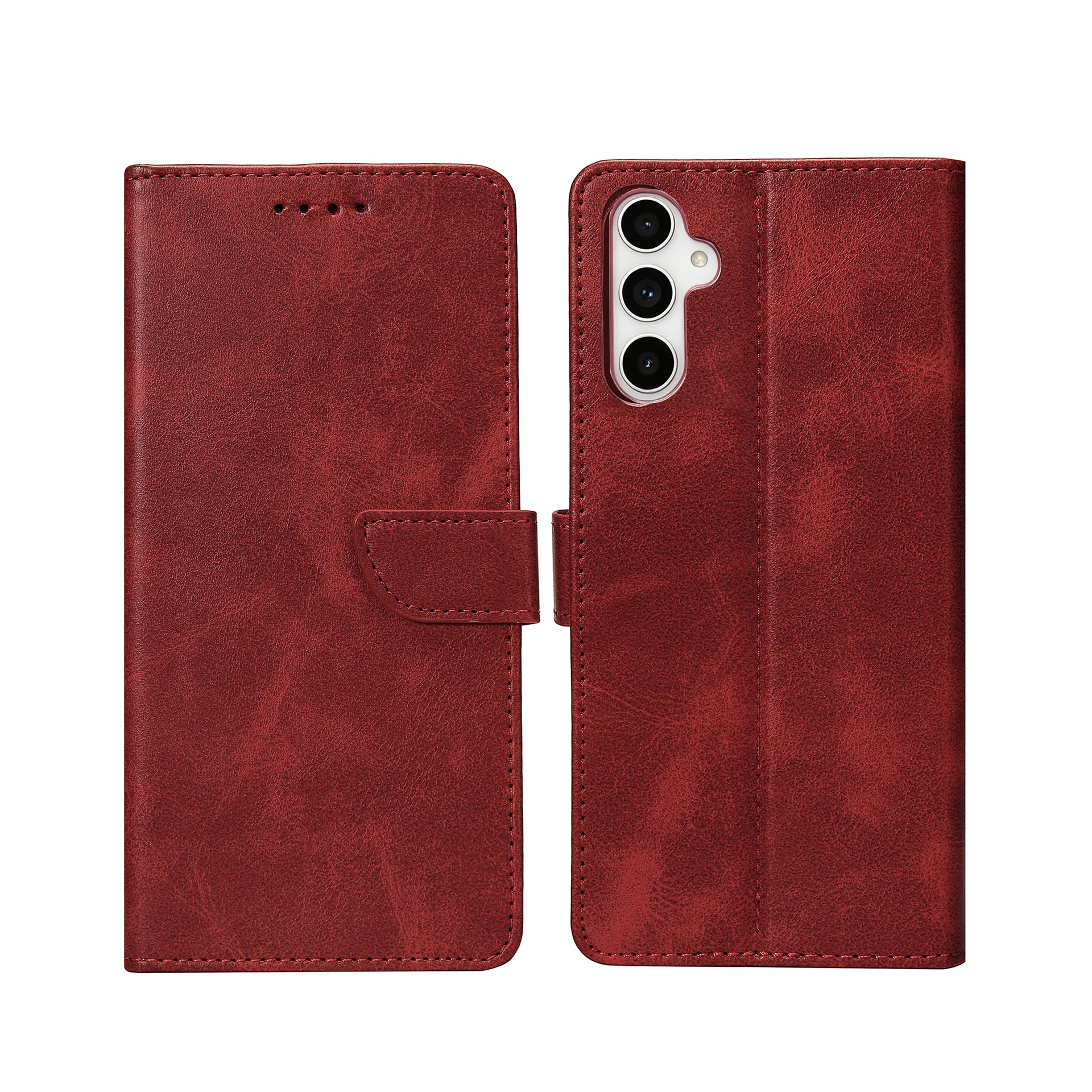 Rixus Bookcase For Samsung Galaxy A54 5G Dark Red