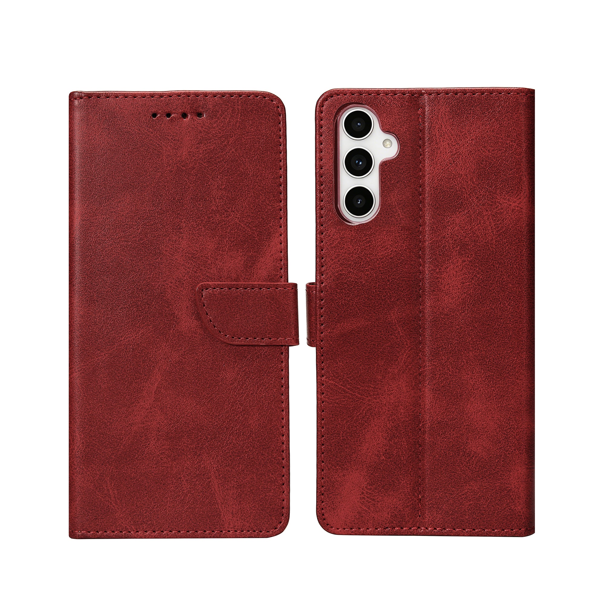 Rixus Bookcase For Samsung Galaxy A54 5G Dark Red