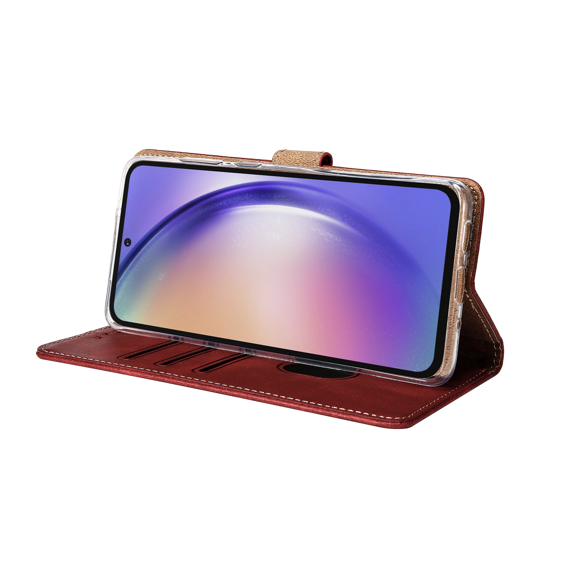 Rixus Bookcase For Samsung Galaxy A54 5G Dark Red