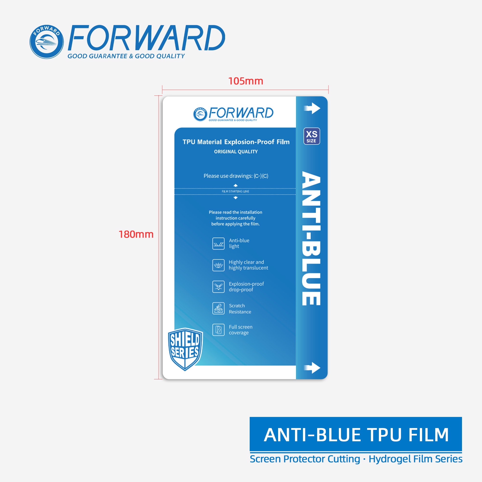 FORWARD 7 inch Anti-blue Flexible Explosion-proof Film (XS) (50pcs)