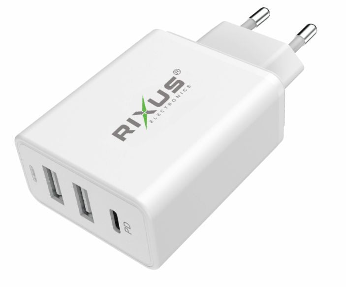 Rixus RX70 Multi-Ports Fast Charger Ultra With Cable 30W 100CM White