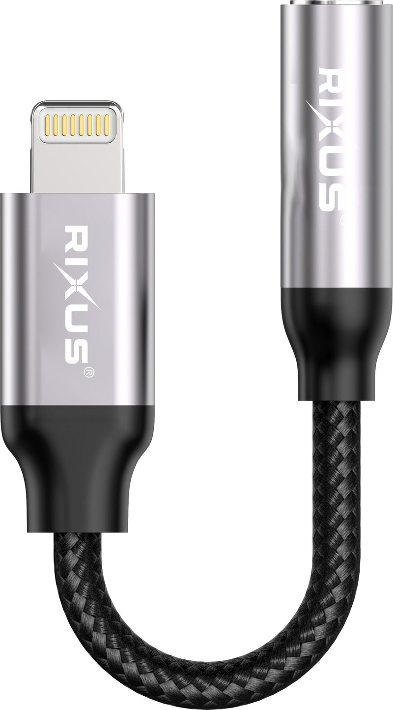 Rixus RXMU07 Lightning To 3.5mm Headphone Adaptor Black