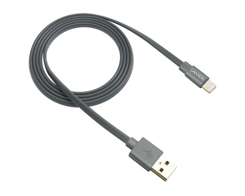 Canyon MFI-3 Lightning To USB Cable 12W 1Mtr Dark Grey